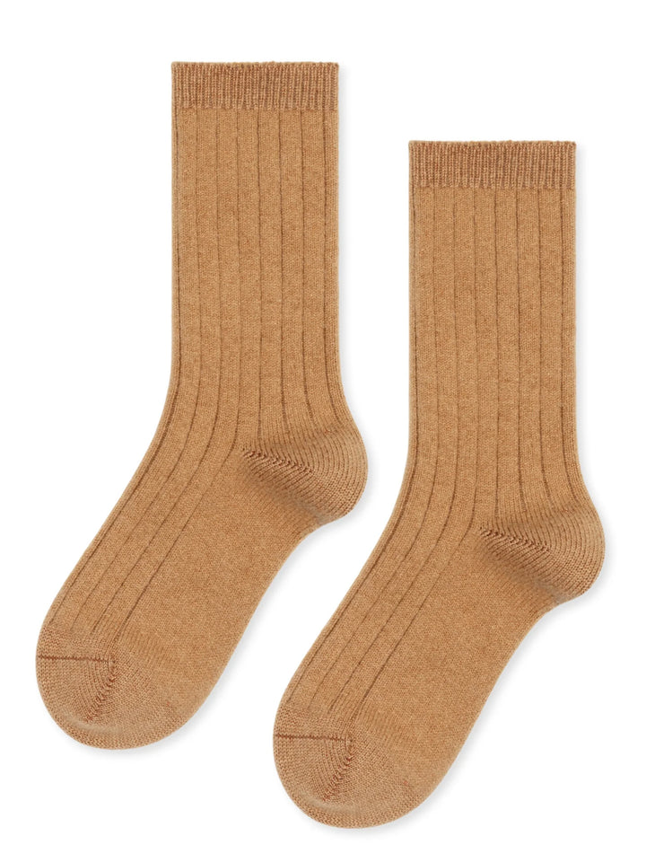 Italia Cashmere Cozy Rib Crew in Camel