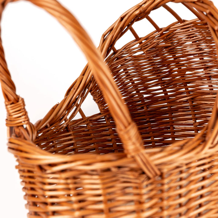 Wicker Pram with Knitted Blanket