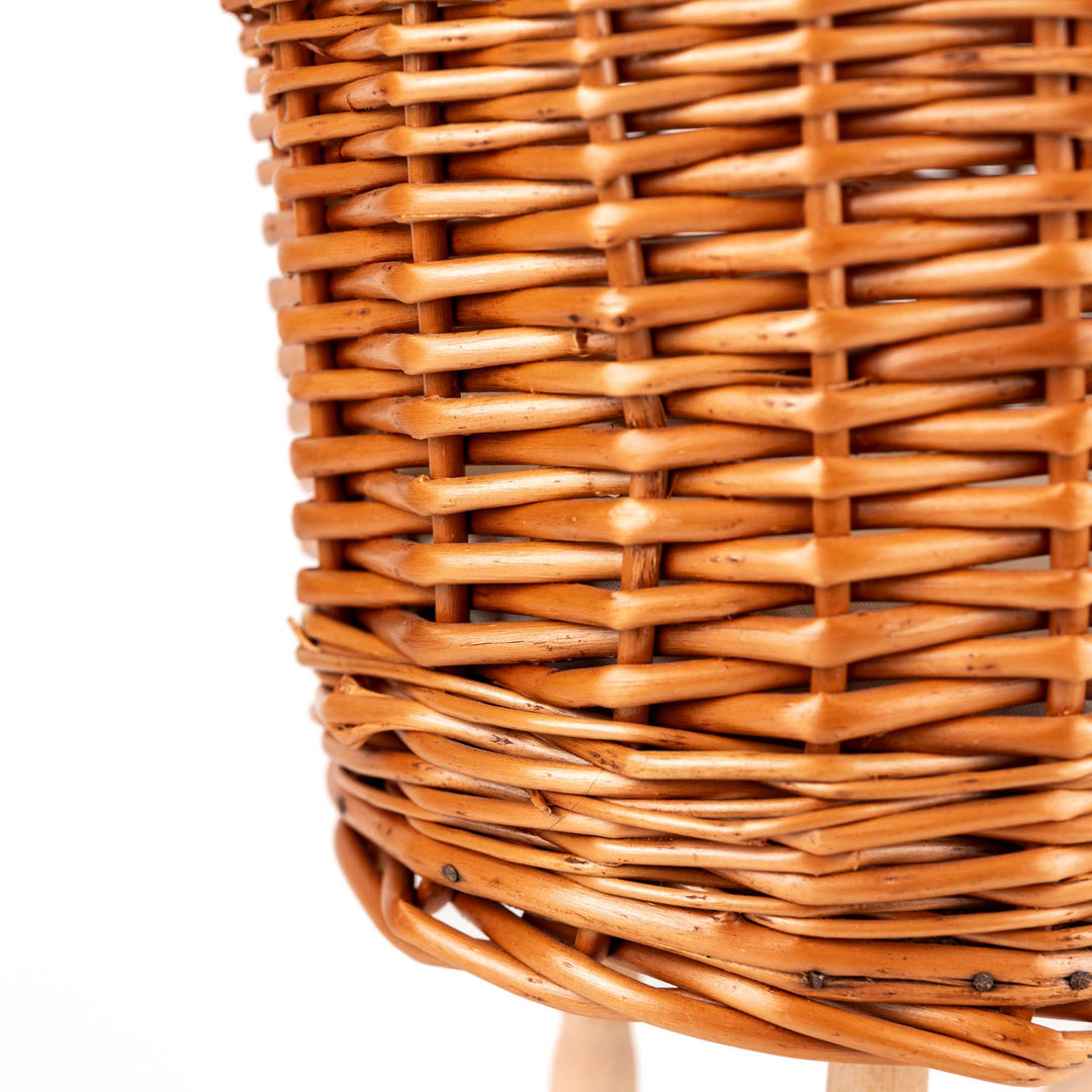 Wicker Pram with Knitted Blanket
