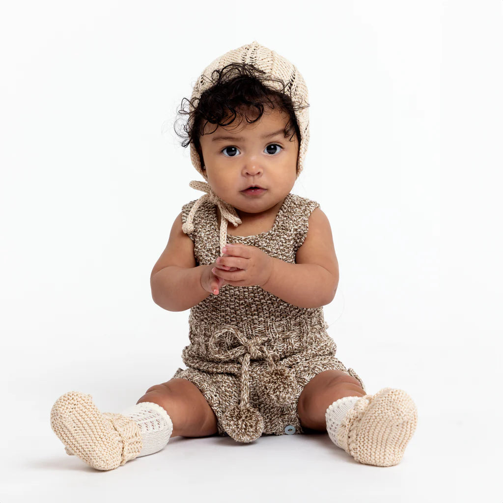 Heirloom Lace Pima Cotton Bonnet in Linen