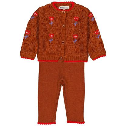 Jeanette Cable Knit Baby Set in Hazelnut