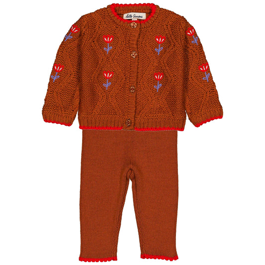 Jeanette Cable Knit Baby Set in Hazelnut