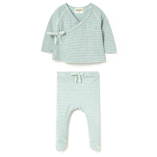 MY LITTLE COZMO Double Faced Jersey Baby Set - Misty Blue