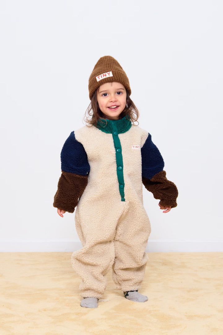 Color Block Polar Sherpa One-Piece in Dark Green