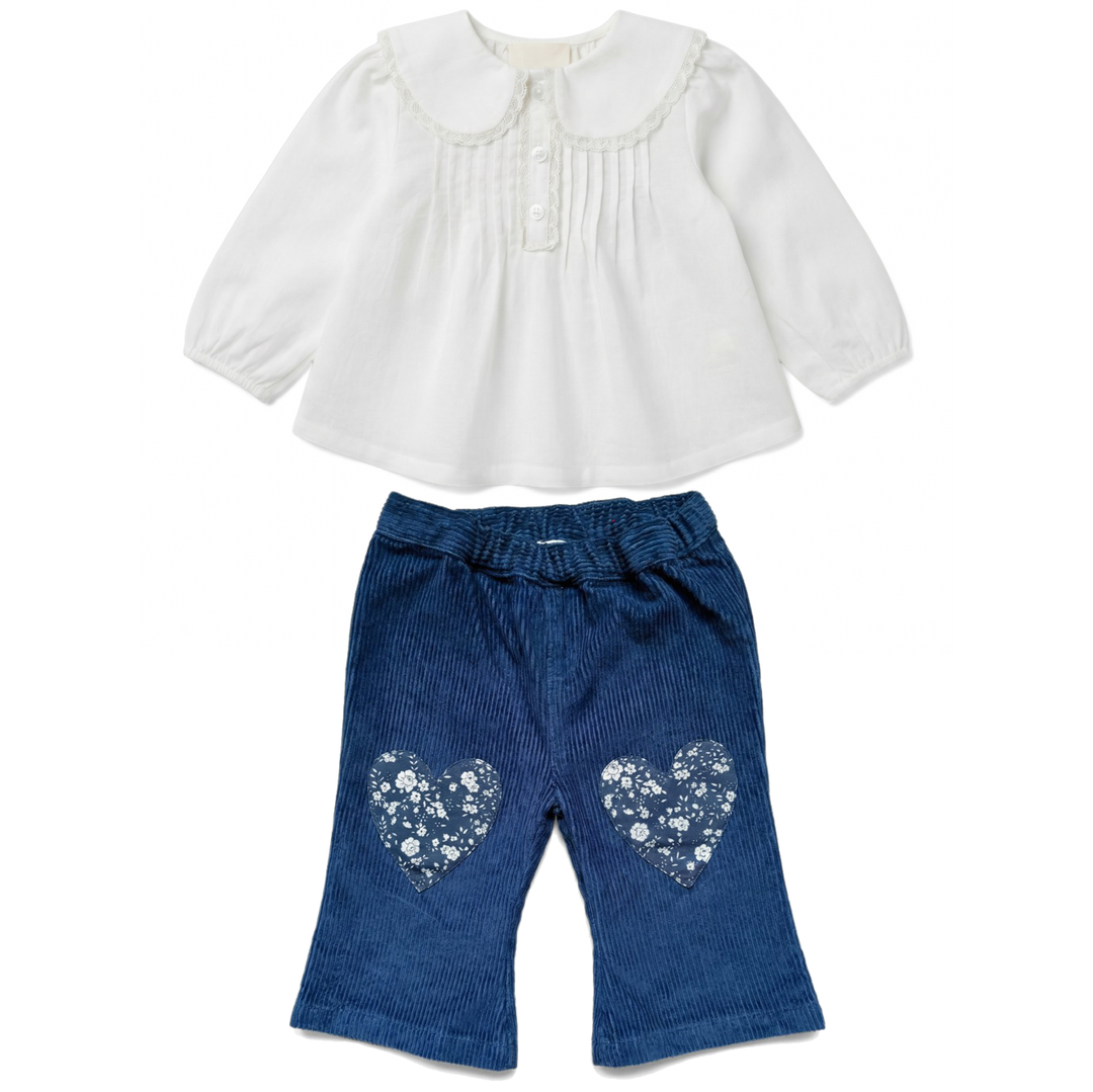 Ester Baby Set In Off White And Navy