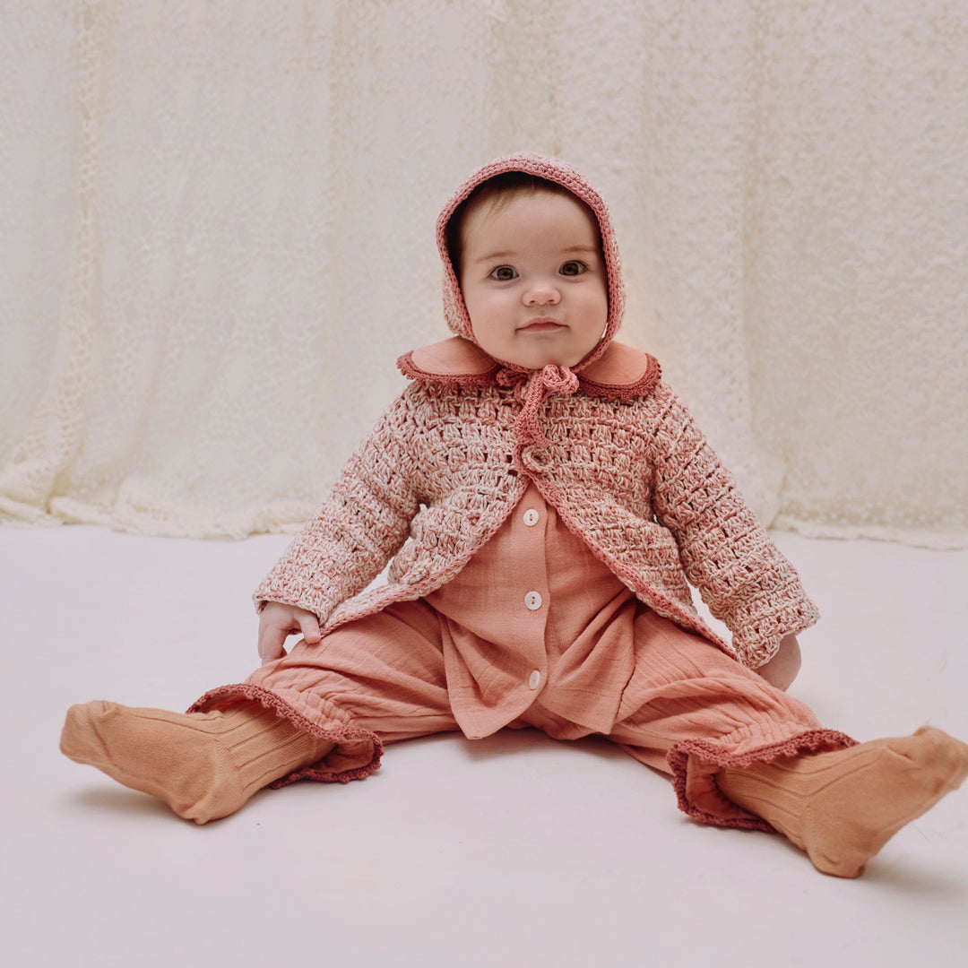Harlow Cardigan in Double Cotton Blush