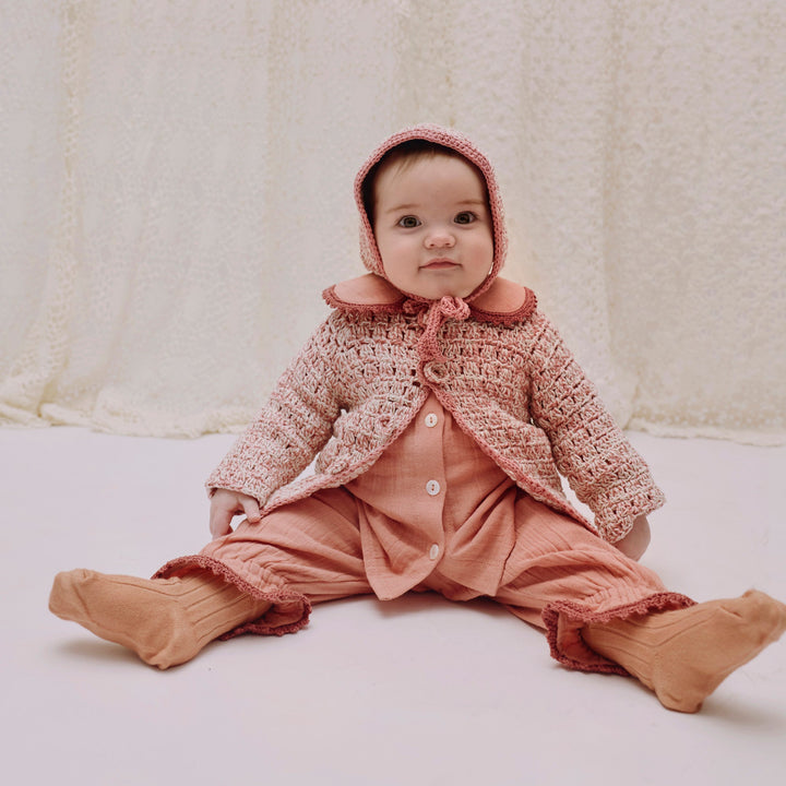 Harlow Cardigan in Double Cotton Blush