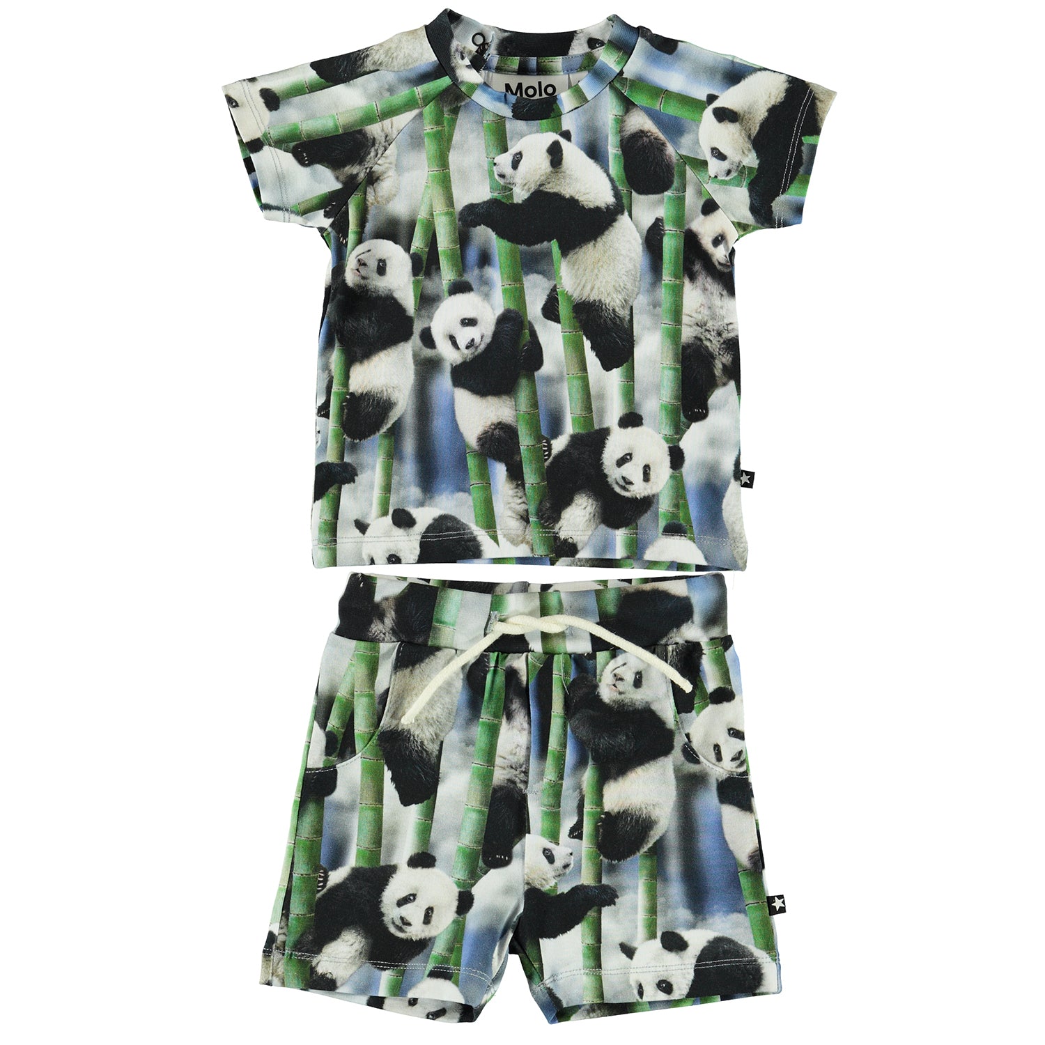 yoya, kids, baby, girls, boys, molo, summer, lightweight, graphic print, casual, lounge, t-shirt, pull on, drawstring, pull on, shorts, outfit set