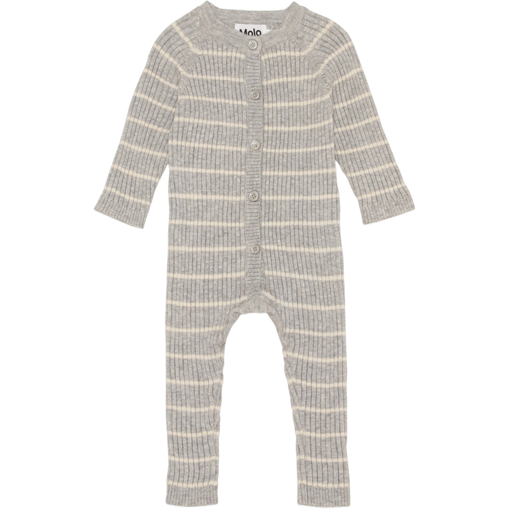 Molo Farley Baby Romper - Grey Stripe