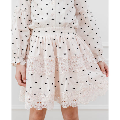 petite amalie embroidered dot skirt